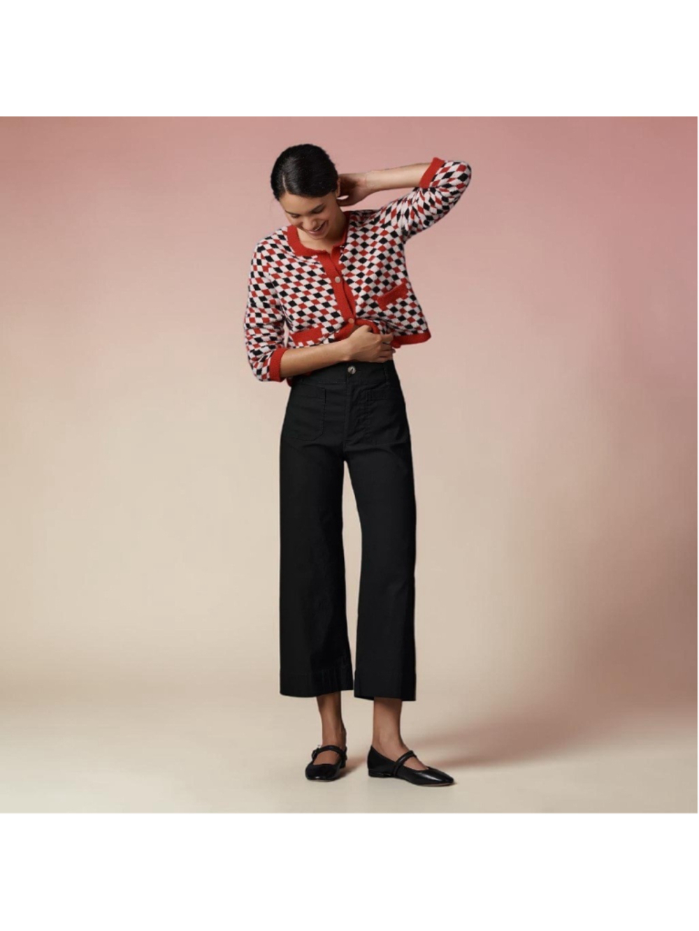 Anthropologie Maeve The Colette Crop Wide Leg Pants Black Sz 28